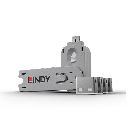 Lindy 40454 bloqueador de puerto Bloqueador de puerto + clave USB tipo A Blanco Acrilonitrilo butadieno estireno (ABS) 5 pieza(s) - imagen 1