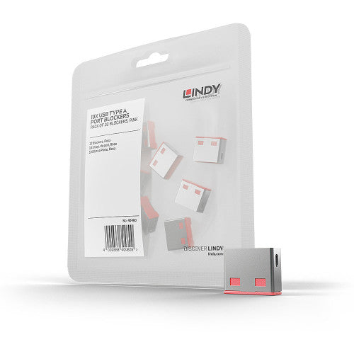 Lindy 40460 bloqueador de puerto USB tipo A Rosa Acrilonitrilo butadieno estireno (ABS) 10 pieza(s) - imagen 1