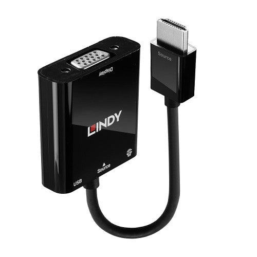 Lindy 38285 adaptador de cable de vídeo 0,1 m HDMI tipo A (Estándar) VGA (D-Sub) Negro - imagen 1