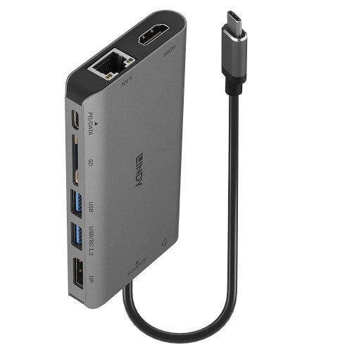 Lindy 43323 base para portátil y replicador de puertos Alámbrico USB 3.2 Gen 1 (3.1 Gen 1) Type-C Negro, Gris - imagen 1