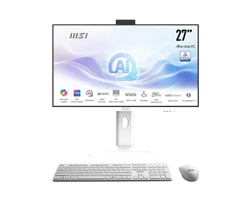 MSI AIO MODERN AM273QP AI 1UM-406EU. 27” IPS PANEL 2560 X 1440 (WQHD) 100HZ . INTEL IRIS XE GRAPHICS. SO-DIMM DDR5 16GB (8GB*2). 512G M.2 PCIE SSD. W11 PRO.BLANCO - imagen 1
