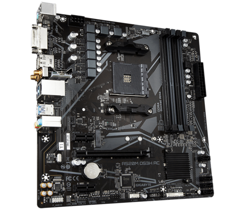 GIGABYTE A520M DS3H AC Placa Base - Procesadores AMD Ryzen Serie 5000, VRM de 5+3 fases, hasta 4733 MHz DDR5 (OC), 1xPCIe 3.0 M.2, LAN GbE, WIFI 5, USB 3.2 Gen 1 - imagen 3