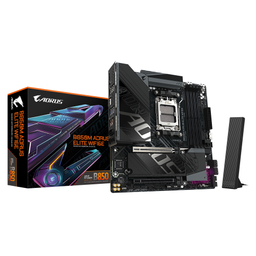 GIGABYTE B850M AORUS ELITE WIFI6E Placa base - Procesadores AMD Ryzen serie 9000, VRM digital de 12+2+2 fases, hasta 8200 MHz DDR5 (O.C.), 1x M.2 PCIe 5.0 + 1x M.2 PCIe 4.0, Wi-Fi 6E, LAN 2.5 GbE, USB 3.2 Gen 2 - imagen 1