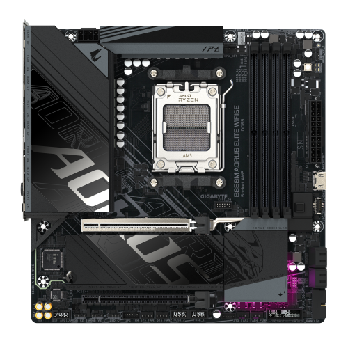 GIGABYTE B850M AORUS ELITE WIFI6E Placa base - Procesadores AMD Ryzen serie 9000, VRM digital de 12+2+2 fases, hasta 8200 MHz DDR5 (O.C.), 1x M.2 PCIe 5.0 + 1x M.2 PCIe 4.0, Wi-Fi 6E, LAN 2.5 GbE, USB 3.2 Gen 2 - imagen 2