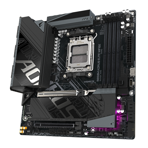 GIGABYTE B850M AORUS ELITE WIFI6E Placa base - Procesadores AMD Ryzen serie 9000, VRM digital de 12+2+2 fases, hasta 8200 MHz DDR5 (O.C.), 1x M.2 PCIe 5.0 + 1x M.2 PCIe 4.0, Wi-Fi 6E, LAN 2.5 GbE, USB 3.2 Gen 2 - imagen 3