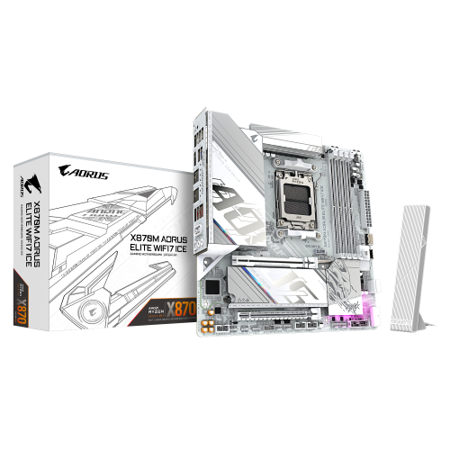 GIGABYTE X870M AORUS ELITE WIFI7 ICE Placa Base – Compatible con CPUs AMD Ryzen 9000, VRM digital de 14+2+2 fases, hasta 8200 Hz DDR5 (O.C), 1× PCIe 5.0 + 1× PCIe 4.0, Wi-Fi 7, LAN 2.5 GbE, USB 4 - imagen 1