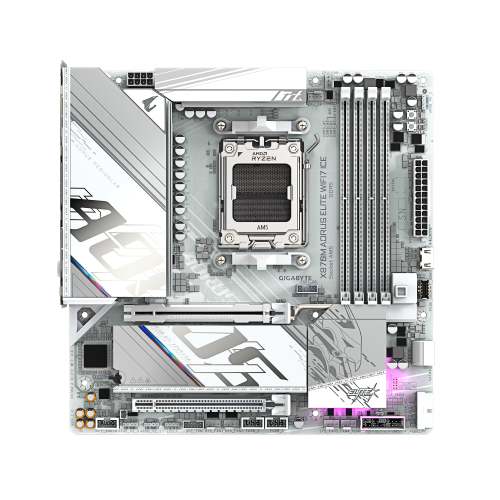 GIGABYTE X870M AORUS ELITE WIFI7 ICE Placa Base – Compatible con CPUs AMD Ryzen 9000, VRM digital de 14+2+2 fases, hasta 8200 Hz DDR5 (O.C), 1× PCIe 5.0 + 1× PCIe 4.0, Wi-Fi 7, LAN 2.5 GbE, USB 4 - imagen 2