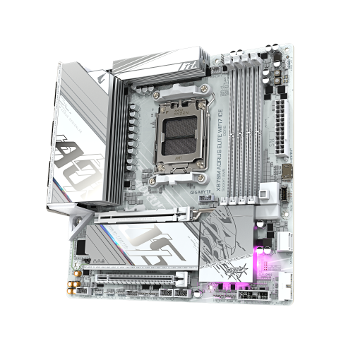 GIGABYTE X870M AORUS ELITE WIFI7 ICE Placa Base – Compatible con CPUs AMD Ryzen 9000, VRM digital de 14+2+2 fases, hasta 8200 Hz DDR5 (O.C), 1× PCIe 5.0 + 1× PCIe 4.0, Wi-Fi 7, LAN 2.5 GbE, USB 4 - imagen 3