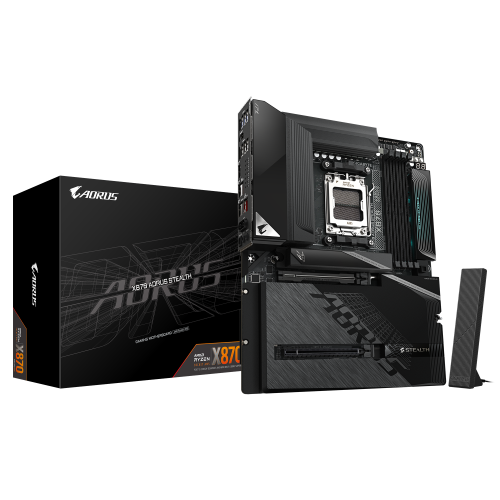 GIGABYTE X870 AORUS STEALTH Placa Base - Compatible con procesadores AMD Ryzen 9000, VRM digital de 16+2+2 fases, hasta 8200MHz DDR5 (O.C.), 2xPCIe 5.0 + 2xPCIe 4.0, Wi-Fi 7, LAN 5GbE, USB 4 - imagen 1