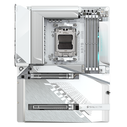 GIGABYTE X870 AORUS STEALTH ICE Placa Base – Compatible con procesadores AMD Ryzen 9000, VRM digital de 16+2+2 fases, hasta 8200 MHz DDR5 (OC), 2 x PCIe 5.0 + 2 x PCIe 4.0, Wi-Fi 7, LAN 5 GbE, USB 4 - imagen 2
