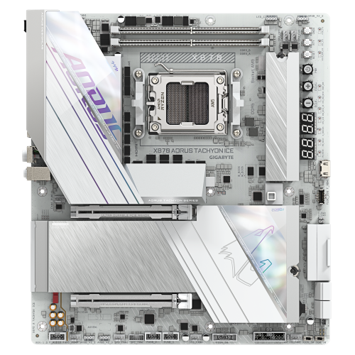 GIGABYTE X870 AORUS TACHYON ICE Placa Base – Compatible con procesadores AMD Ryzen 9000, VRM digital de 18+2+2 fases, hasta 9600 MHz DDR5 (OC), 1 x PCIe 5.0 + 2 x PCIe 4.0, Wi-Fi 7, LAN 5 GbE, USB 4 - imagen 2