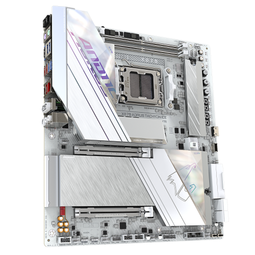 GIGABYTE X870 AORUS TACHYON ICE Placa Base – Compatible con procesadores AMD Ryzen 9000, VRM digital de 18+2+2 fases, hasta 9600 MHz DDR5 (OC), 1 x PCIe 5.0 + 2 x PCIe 4.0, Wi-Fi 7, LAN 5 GbE, USB 4 - imagen 3