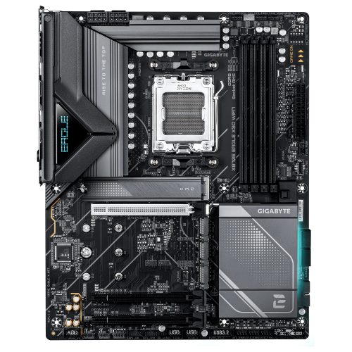 GIGABYTE X870E EAGLE X3D WIFI7 Placa Base – Compatible con CPUs AMD Ryzen 9000, VRM digital de 14+2+2 fases, hasta 9000 Hz DDR5 (OC), 1× PCIe 5.0 + 3× PCIe 4.0, Wi-Fi 7, LAN 5 GbE, USB 4 - imagen 2
