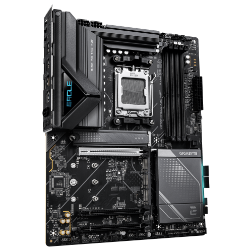 GIGABYTE X870E EAGLE X3D WIFI7 Placa Base – Compatible con CPUs AMD Ryzen 9000, VRM digital de 14+2+2 fases, hasta 9000 Hz DDR5 (OC), 1× PCIe 5.0 + 3× PCIe 4.0, Wi-Fi 7, LAN 5 GbE, USB 4 - imagen 3
