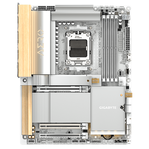 GIGABYTE X870E AERO X3D WOOD Placa Base - Compatible con procesadores AMD Ryzen 9000, VRM digital de 16+2+2 fases, hasta 9000Hz DDR5 (O.C.), 2xPCIe 5.0 + 2xPCIe 4.0, Wi-Fi 7, LAN 5GbE, USB 4 - imagen 2