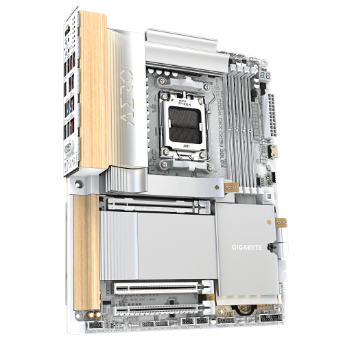 GIGABYTE X870E AERO X3D WOOD Placa Base - Compatible con procesadores AMD Ryzen 9000, VRM digital de 16+2+2 fases, hasta 9000Hz DDR5 (O.C.), 2xPCIe 5.0 + 2xPCIe 4.0, Wi-Fi 7, LAN 5GbE, USB 4 - imagen 3