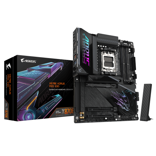 GIGABYTE X870E AORUS PRO X3D Placa Base - Compatible con procesadores AMD Ryzen 9000, VRM digital de 18+2+2 fases, hasta 9000MHz DDR5 (O.C.), 2xPCIe 5.0 + 2xPCIe 4.0, Wi-Fi 7, LAN 5GbE, USB 4 - imagen 1