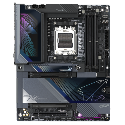 GIGABYTE X870E AORUS MASTER X3D Placa Base - Compatible con procesadores AMD Ryzen 9000, VRM digital de 18+2+2 fases, hasta 9000MHz DDR5 (O.C.), 2xPCIe 5.0 + 3xPCIe 4.0, Wi-Fi 7, LAN 10GbE, USB 4 - imagen 2