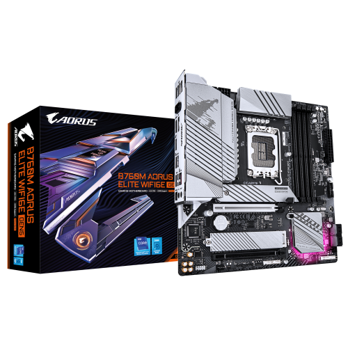 GIGABYTE B760M AORUS ELITE WIFI6E GEN5 Placa Base – Compatible con procesadores Intel Core 14ª generación, VRM digital de 12+1+1 fases, hasta 5600 MHz DDR5, 2 x M.2 PCIe 4.0, Wi-Fi 6E, LAN 2.5 GbE, USB 3.2 Gen 2x2 - imagen 1