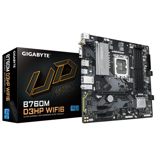 GIGABYTE B760M D3HP WIFI6 Placa base - Compatible con procesadores Intel Core 14ª generación, VRM digital de 4+1+1 fases, hasta 5600 MHz DDR5, 2x M.2 PCIe 4.0, Wi-Fi 6, LAN GbE, USB 3.2 Gen 1 - imagen 1