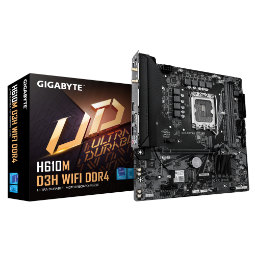 GIGABYTE H610M D3H WIFI DDR4 Placa Base – Compatible con procesadores Intel Core 14ª generación, VRM de 6+1+1 fases, hasta 3200 MHz DDR4, 2xPCIe 3.0 M.2, Wi-Fi 5, LAN 1 GbE, USB 3.2 Gen 1 - imagen 1
