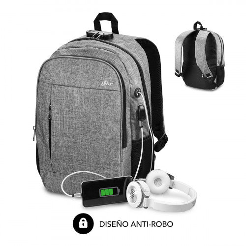 SUBBLIM Mochila para Portátil Urban Lock Backpack 16" Grey - imagen 1