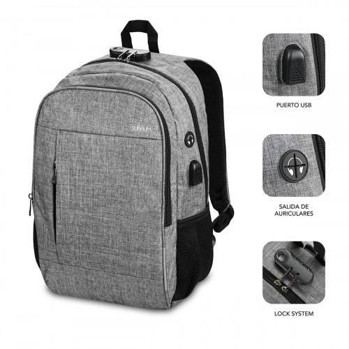 SUBBLIM Mochila para Portátil Urban Lock Backpack 16" Grey - imagen 2