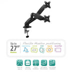 EWENT SOPORTE DE ESCRITORIO CON RESORTE DE GAS PARA 2 MONITORES HASTA 34” CARGA MÁXIMA 9KG. VESA - imagen 2