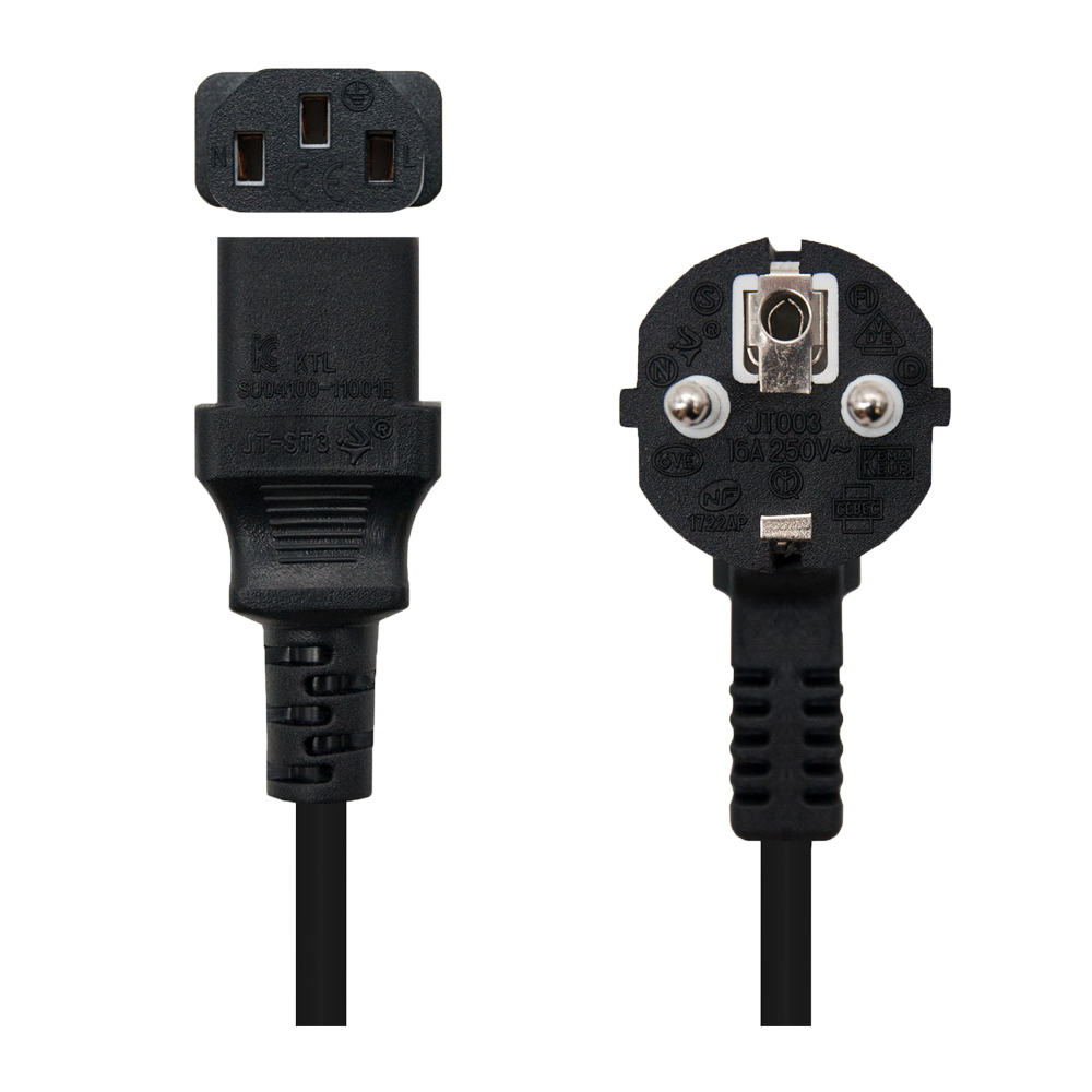 MARCA BLANCA AC-EU-C13 - Cable de alimentación - Conector CEE7 macho - C13 hembra - Conductor AWG18 - 5m - Color negro