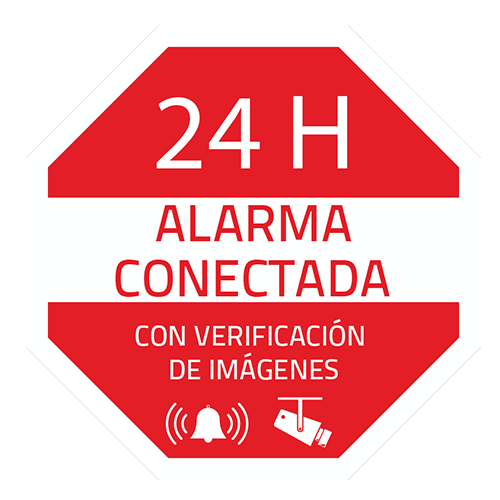 MARCA BLANCA AC-PEGATINA-ES - Pegatina de plástico - Serigrafía Alarma conectada - Vinilo impreso laminado - 65 (Al) x 65 (An) mm - Uso interior/exterior - Adhesivo por el reverso - imagen 1
