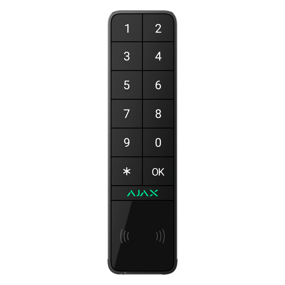 AJAX AJ-KEYPADOUTDOOR-B - Teclado para exterior IP66/IK08 con lector RFID - Armado/desarmado total o por grupos - Autenticación: códigos, lector RFID o Bluetooth - Indicación sonora y LED - Control de los escenarios de automatización - Certificado grado 2 - imagen 1