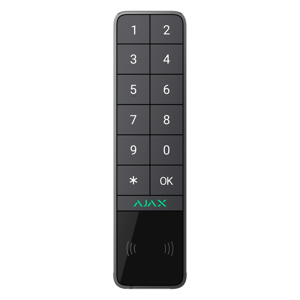 AJAX AJ-KEYPADOUTDOOR-GRA - Teclado para exterior IP66/IK08 con lector RFID - Armado/desarmado total o por grupos - Autenticación: códigos, lector RFID o Bluetooth - Indicación sonora y LED - Control de los escenarios de automatización - Certificado grado - imagen 1