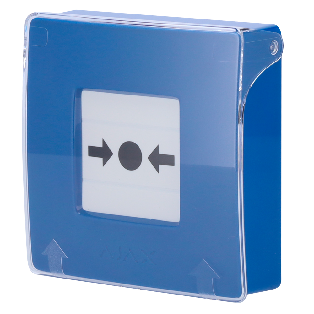 AJAX AJ-MANUALCALLPOINT-BLUE - Botón manual de alarma de incendio azul - Inalámbrico 868 MHz Jeweller - Botón alarma incendio o activador de escenarios - Compatible con función de alarma interconectada - Transmisión de alarmas a CRA (configurable) - Alime - imagen 1