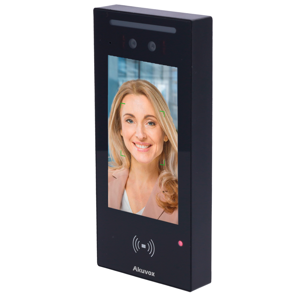 AKUVOX AK-E16C - Videoportero IP con control de acceso - Cámara 2 Mpx | Audio y vídeo bidireccional - Facial, tarjeta, NFC, BLE, QR y PIN | 1 relé - 20.000 usuarios | PoE, SIP estándar - Pantalla IPS 5" táctil | Mantenimiento Cloud - Conexión de moni - imagen 1