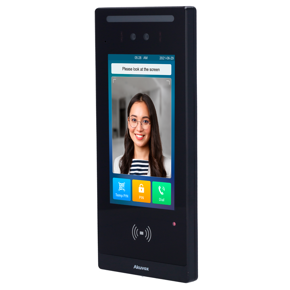 AKUVOX AK-E18C - Videoportero IP con control de acceso - Cámara 2 Mpx | Audio y vídeo bidireccional - Facial, tarjeta, NFC, BLE, QR y PIN | 2 relés - 20.000 usuarios | PoE, SIP estándar - Pantalla IPS 7" táctil | Mantenimiento Cloud - Conexión de mon - imagen 1