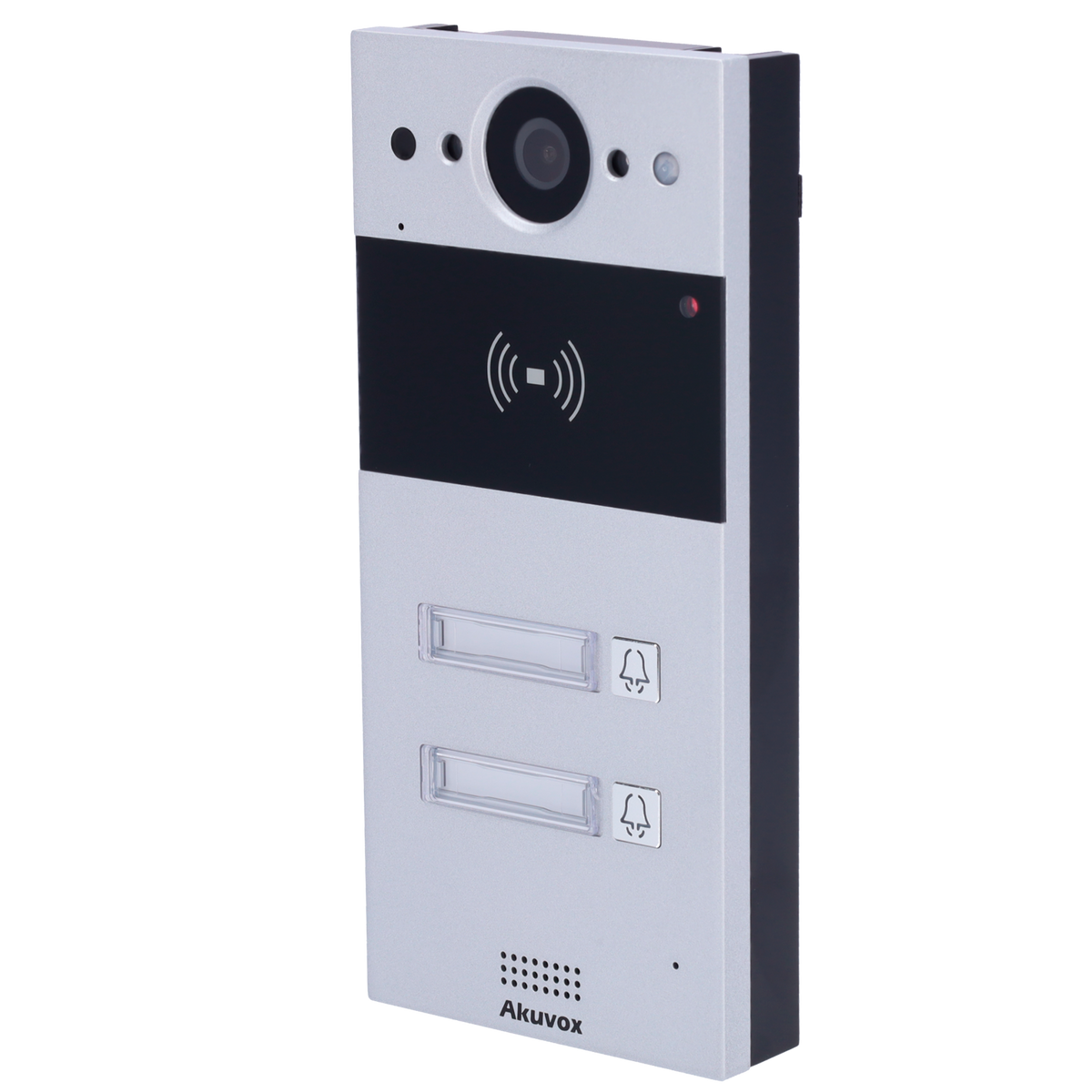 AKUVOX AK-R20B-2B - Videoportero IP en superficie - Cámara 2 Mpx | Audio bidireccional - Apertura con tarjeta EM/MF y NFC | 2 relés - 2 apartamentos | PoE, SIP estándar - Mantenimiento Cloud - Conexión a través de Cloud | Salida 12V - imagen 1
