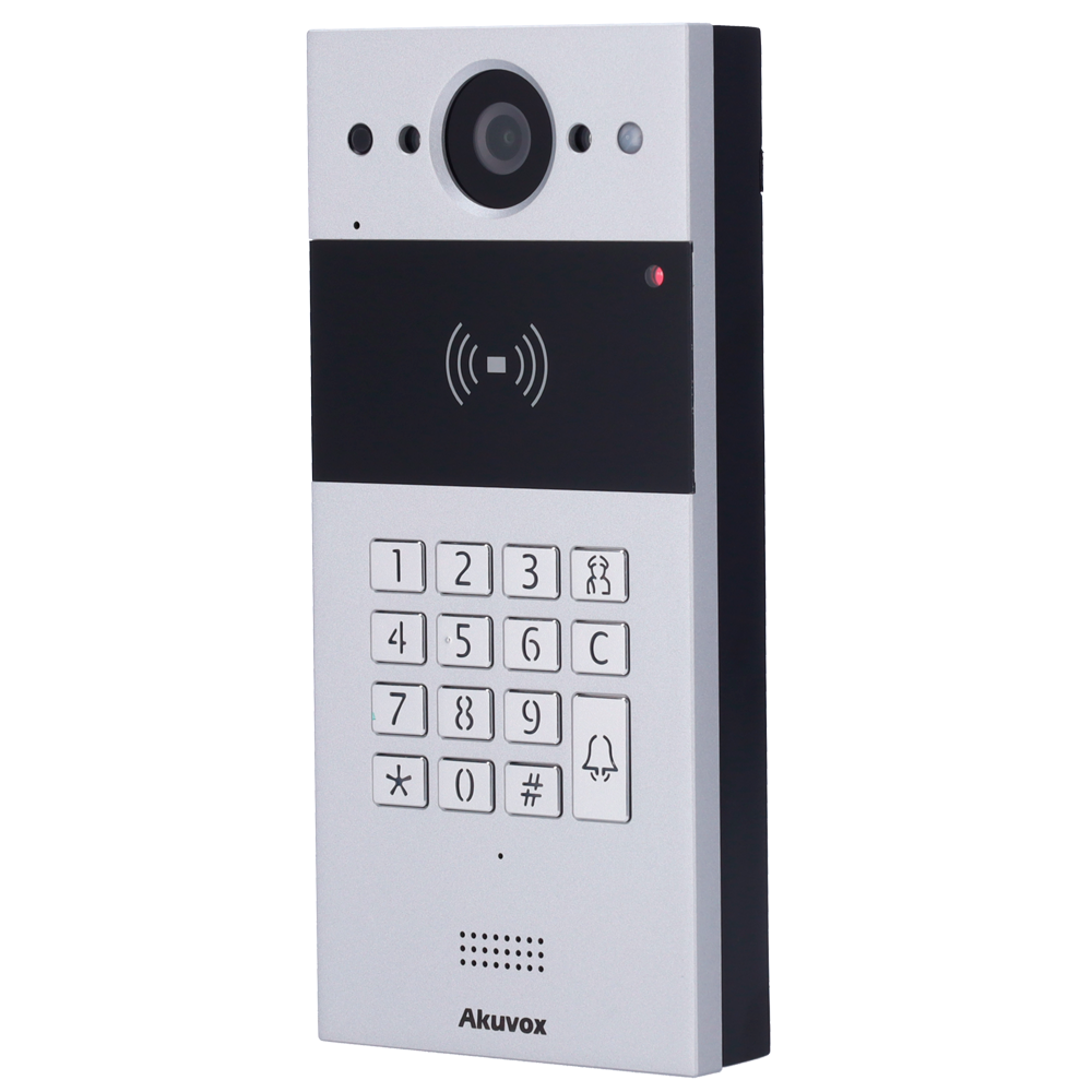 AKUVOX AK-R20K - Videoportero IP en superficie - Cámara 2 Mpx | Audio bidireccional - Apertura con tarjeta EM/MF, NFC y PIN | 2 relés - Códigos temporales | PoE, SIP estándar - Mantenimiento Cloud - Conexión a través de Cloud | Salida 12V - imagen 1