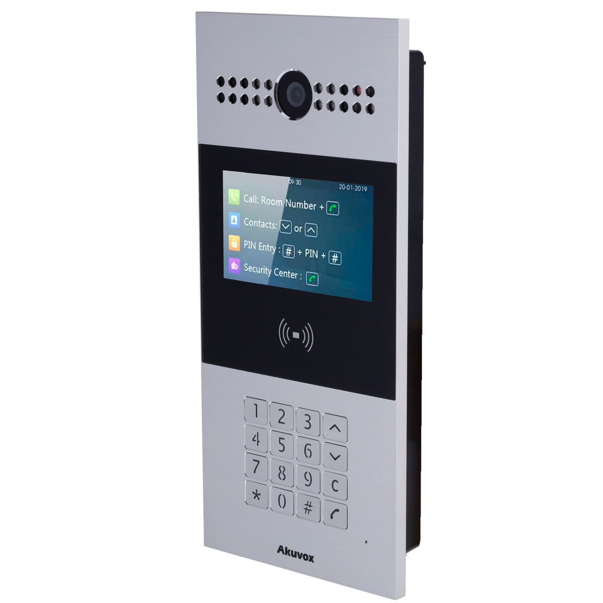 AKUVOX AK-R28A - Videoportero IP - Cámara 2 Mpx | Audio bidireccional - Apertura con tarjeta EM/MF y PIN | 3 relés - Apartamentos | PoE, SIP estándar - Pantalla TFT 4.3" | Mantenimiento Cloud - Conexión a través de Cloud | Salida 12V - imagen 1