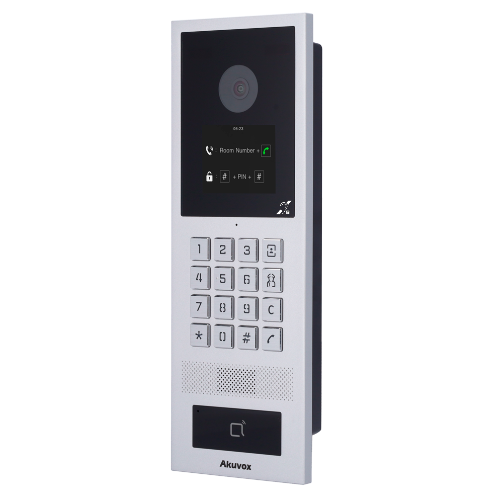 AKUVOX AK-S532-BIM - Videoportero IP antivandálico IK08 - Cámara 2 Mpx | Audio bidireccional y BIM - Tarjeta EM/MF, NFC, BLE y PIN | 2 relés - Apartamentos | PoE+, SIP estándar - Pantalla TFT 2.8" | Mantenimiento Cloud - Conexión a través de Cloud | - imagen 1