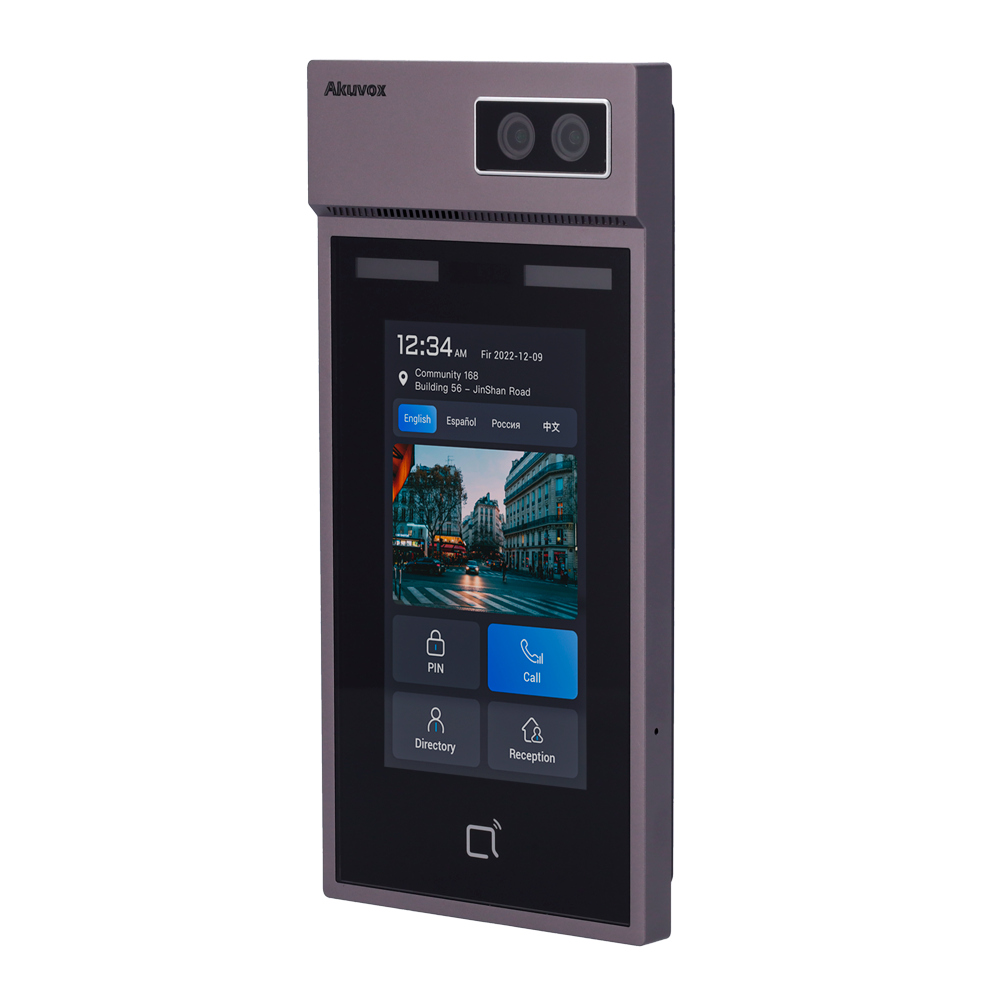AKUVOX AK-S535 - Videoportero IP antivandálico IK08 - Cámara 2 Mpx/1 Mpx | Audio bidireccional - Facial, tarjeta, NFC, PIN, BLE y QR | 1 relé - Apartamentos | PoE+, SIP estándar - Pantalla IPS 5" táctil | Mantenimiento Cloud - Conexión a través de Cl - imagen 1