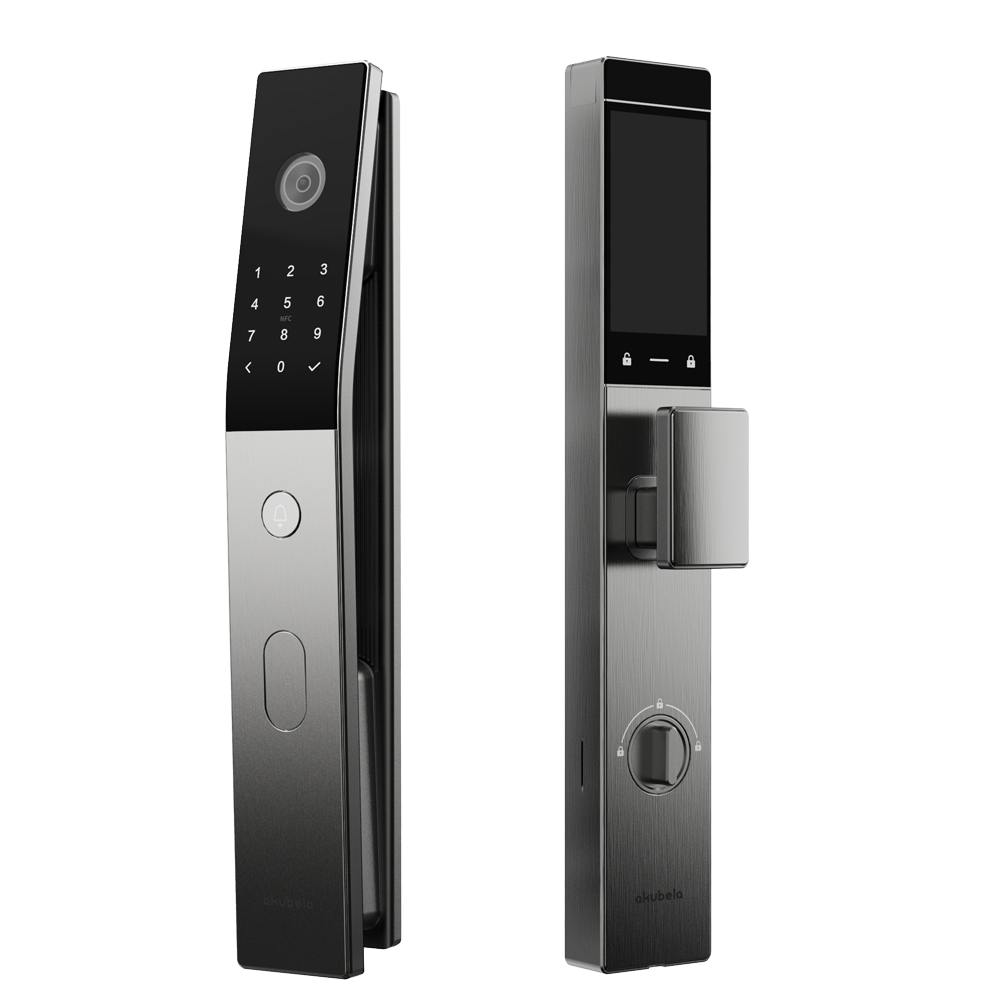 AKUVOX AK-SL60 - Cerradura inteligente con videoportero - Facial, palma, vena, huella, tarjeta, NFC y PIN - 50 usuarios | WiFi y Bluetooth - Cámara 4 Mpx y pantalla 5" táctil - Batería 9.000 mAh integrada | Exterior IP65 - Conexión a través de Cloud