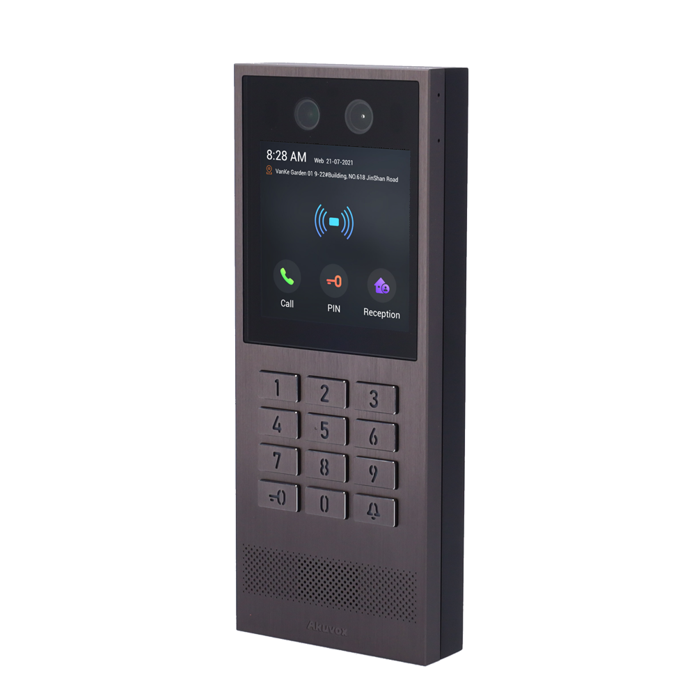 AKUVOX AK-X912K - Videoportero IP antivandálico IK08 en superficie - Doble cámara 2 Mpx | Audio bidireccional - Facial, tarjeta, PIN, BLE y QR | 2 relés - Apartamentos | PoE+, SIP estándar - Pantalla TFT 4" táctil | Mantenimiento Cloud - Conexión a t - imagen 1