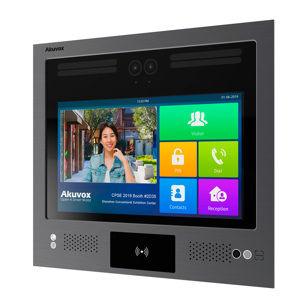 AKUVOX AK-X916S-L - Videoportero IP antivandálico IK08 - Doble cámara 2 Mpx | Audio y vídeo bidireccional - Facial, tarjeta, PIN, BLE y QR | 4 relés - Apartamentos | PoE+, LTE, SIP estándar - Pantalla IPS 13" táctil | Mantenimiento Cloud - Conexión a - imagen 1
