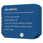 AKUVOX AK-ZBMD-C1-R1 - Relé inteligente de 1 línea - ZigBee 3.0 - Carga máxima 16 A - Alimentación 100-250 AC / 24-30 DC - Temporizador y calendario - Compatible con APP BelaHome - imagen 1