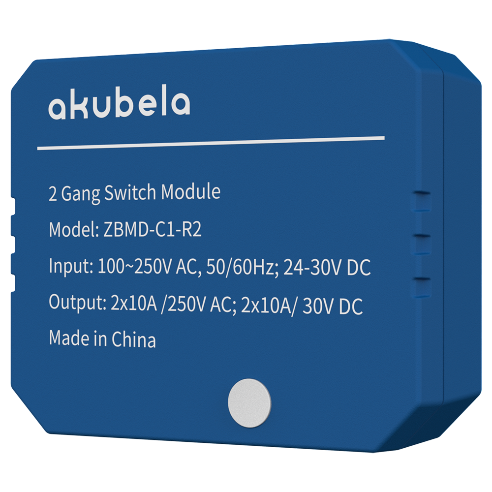 AKUVOX AK-ZBMD-C1-R2 - Relé inteligente de 2 líneas - ZigBee 3.0 - Carga máxima 10 A por línea - Alimentación 100-250 AC / 24-30 DC - Temporizador y calendario - Compatible con APP BelaHome - imagen 1