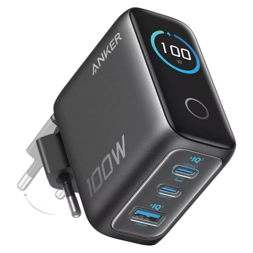 ANKER ANK-121-100W1A2C-G - Anker - Cargador USB - Potencia 100W | Con salida dual - Carga rápida | Tecnología GaN - Salidas 1x USB-A, 2x USB-C - Color gris | Cable 1.5m incluido - imagen 1