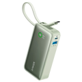 ANKER ANK-1259-G - Anker Power Bank con pantalla LCD - Capacidad 10000mAh | Color verde - Entradas cable integrado, Puerto USB-C - Salidas cable integrado, USB-C y USB-A - Cable integrado: USB-C - Carga rápida | 3 dispositivos a la vez - imagen 1