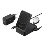ANKER ANK-2557-3-IN-1-B - Cargador inalámbrico 3 en 1 Anker - Tecnología Magsafe - Carga rápida: iPhone, Airpods, Apple Watch - Carga 3 dispositivos a la vez - Acepta modo vertical o horizontal - Plegable | Color negro - imagen 1