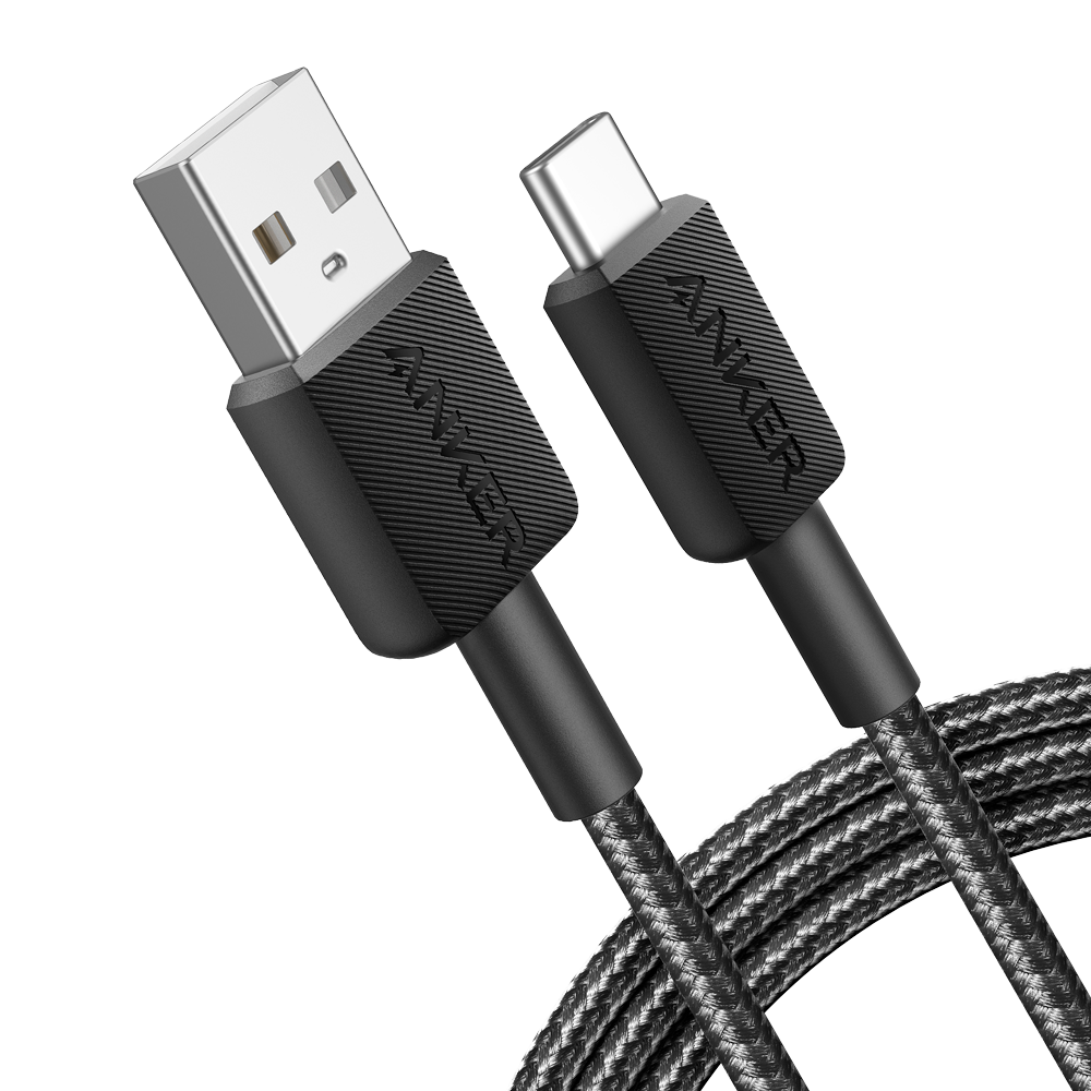 ANKER ANK-322-USBA-USBC-180-B - Anker - Cable USB2.0 - USB-A a USB-C - Cable de nylon trenzado - Longitud 1.8m - Carga rápida hasta 15W | Color negro