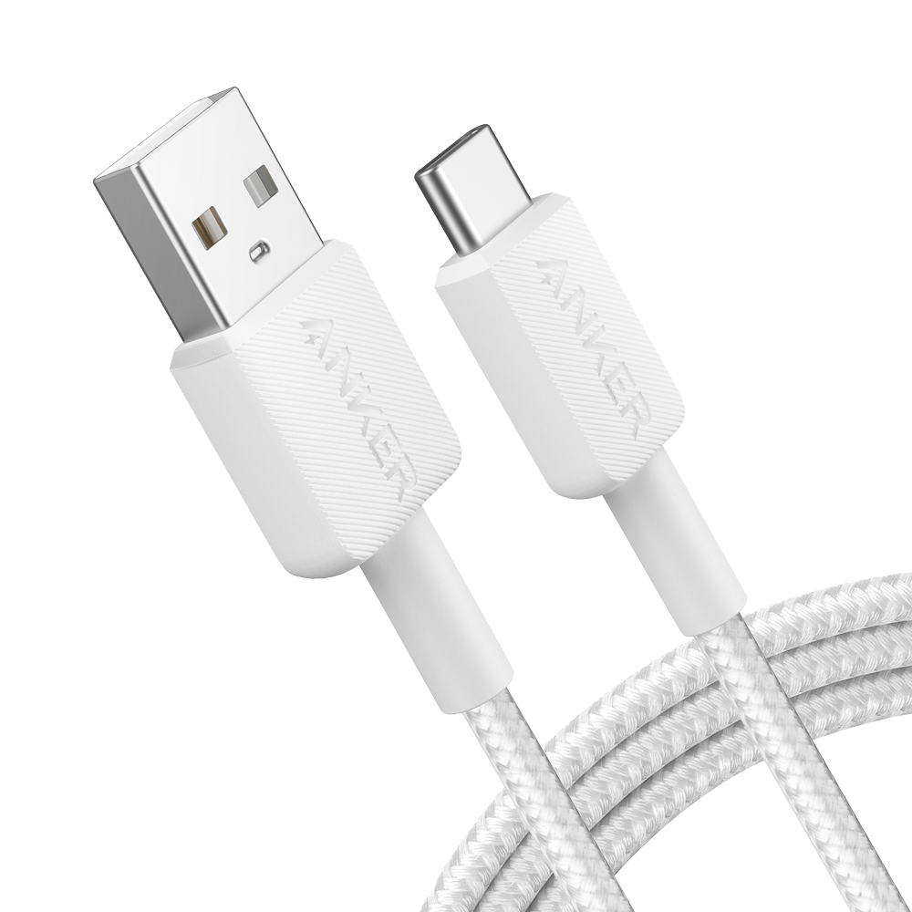 ANKER ANK-322-USBA-USBC-180-W - Anker - Cable USB2.0 - USB-A a USB-C - Cable de nylon trenzado - Longitud 1.8m - Carga rápida hasta 15W | Color blanco - imagen 1